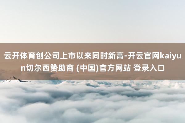 云开体育创公司上市以来同时新高-开云官网kaiyun切尔西赞