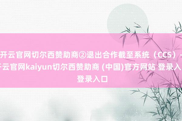 开云官网切尔西赞助商②退出合作截至系统（CCS）-开云官网k